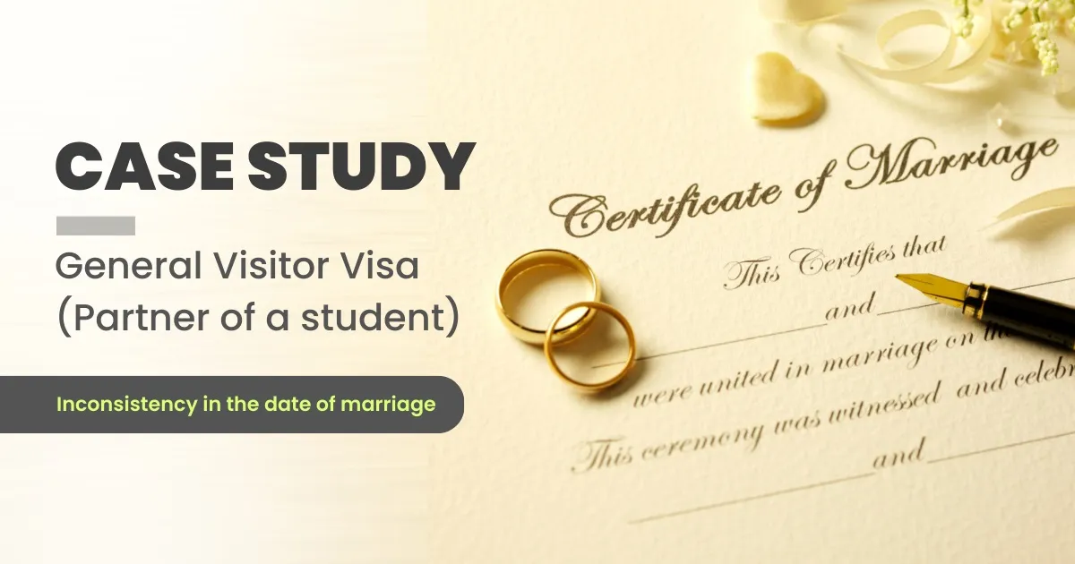 Visitor Visa General secured in spite of inconsistency in the marriage date